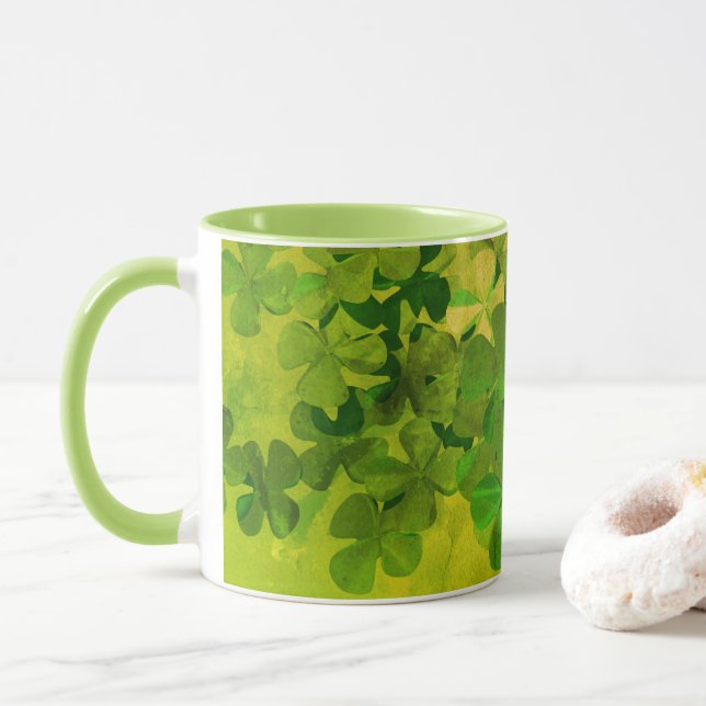 St. Patrick's Day and Good Luck ,‎Four-leaf clover Mug (With Donut)
