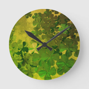 St. Patrick's Day and Good Luck ,Four-leaf clover Round Clock
