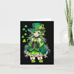 St Patrick's Day Anime Girl Kawaii Leprechaun Girl Card