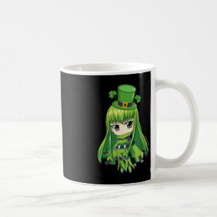 St. Patrick's Day Anime Girl with Shamrocks Coffee Mug