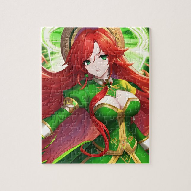 St. Patricks Day Anime Woman Jigsaw Puzzle (Vertical)