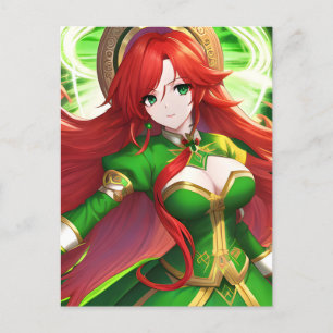 St. Patricks Day Anime Woman Postcard