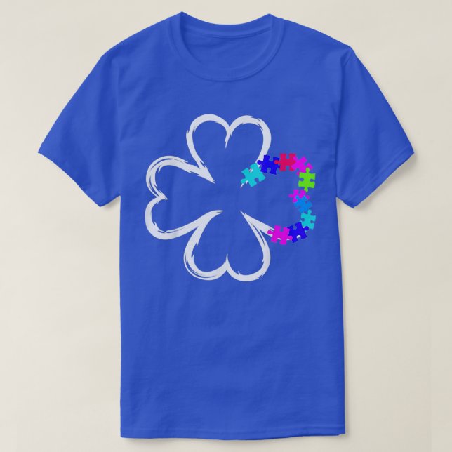 St Patricks Day Autism Shamrock Puzzle Mum Irish T-Shirt (Design Front)