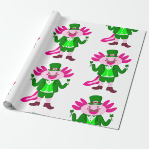 st patricks day Axolotl leprechaun Wrapping Paper