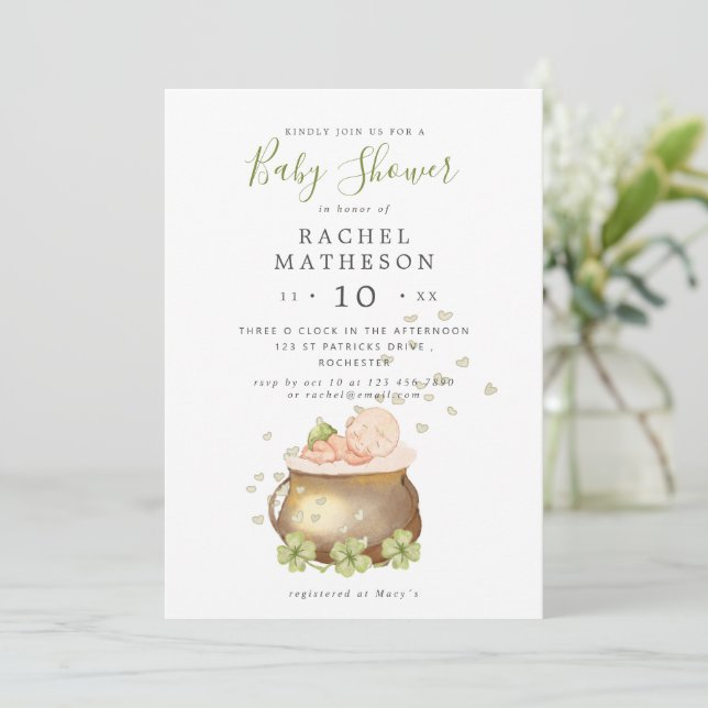 st patricks day baby shower invitation (Standing Front)