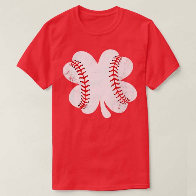 St Patricks Day Baseball in A Clover T-Shirt (Design Front)