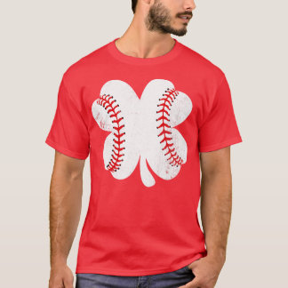 St Patricks Day Baseball in A Clover T-Shirt