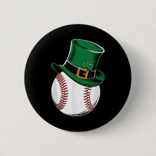 St Patricks Day Baseball Shamrock  6 Cm Round Badge
