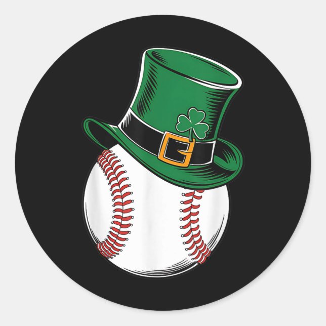 St Patricks Day Baseball Shamrock  Classic Round Sticker (Front)