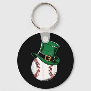 St Patricks Day Baseball Shamrock Key Ring