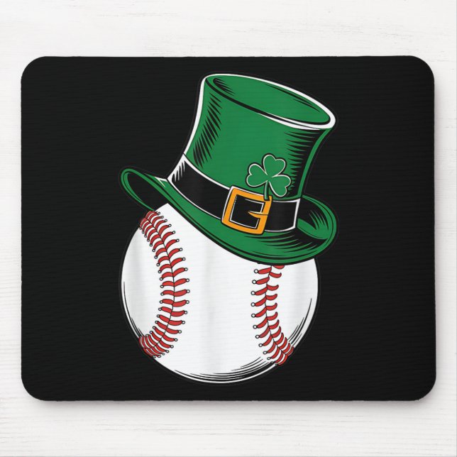 St Patricks Day Baseball Shamrock  Mouse Mat (Front)