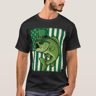 St Patricks Day Bass Leprechaun Fishing Funny Cart T-Shirt