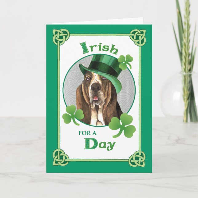 St. Patrick's Day Basset Card (Front)