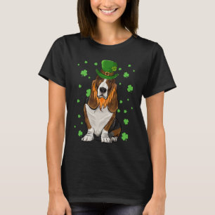 St Patricks Day Basset Hound Dog Shamrock T-Shirt