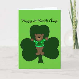St. Patrick's Day Bear and shamrock card