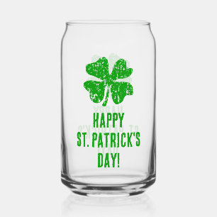 St Patrick's Day beer can glass with lucky clover