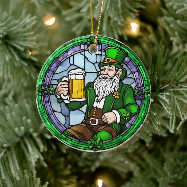 St Patricks Day Beer Ceramic Tree Decoration (Tree)