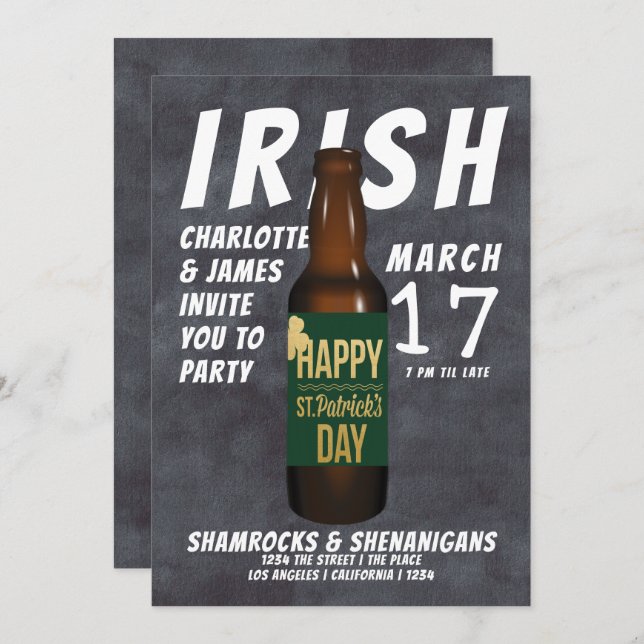 St Patricks Day Beer Party Irish Shenanigans Invitation (Front/Back)