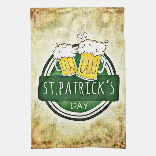 St. Patrick's Day Beers Tea Towel (Vertical)
