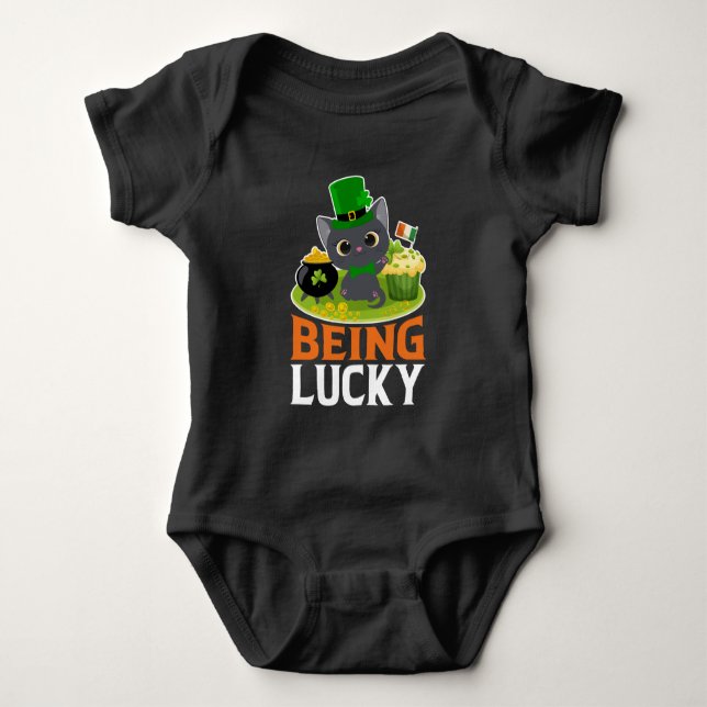 St. Patrick's Day Being Lucky Baby Bodysuit (Front)