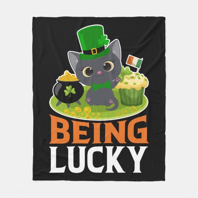 St. Patrick's Day Being Lucky Fleece Blanket (Front)