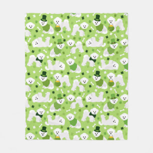 St. Patrick's Day Bichon Frise Fleece Blanket