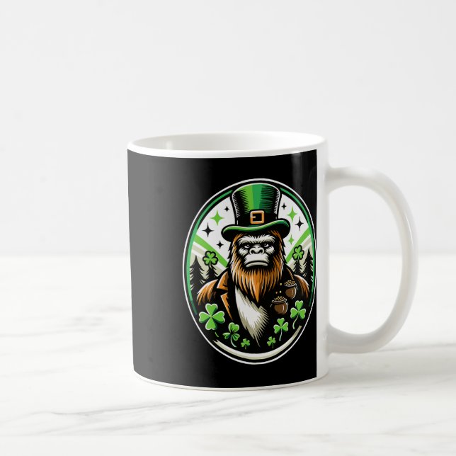 St Patrick's Day Bigfoot Leprechaun Sasquatch Iris Coffee Mug (Right)