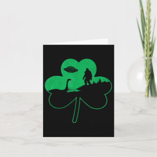 St Patricks Day Bigfoot Nessie Ufo Alien Shamrock Card