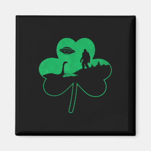 St Patricks Day Bigfoot Nessie Ufo Alien Shamrock Magnet