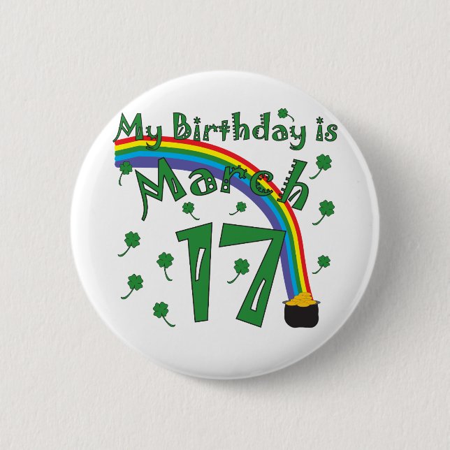 St. Patrick's Day Birthday 6 Cm Round Badge (Front)