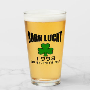 st patricks day birthday born lucky irish shamrock glass