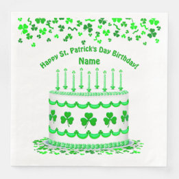 St Patrick's Day Birthday Cake Custom Candles Napkin