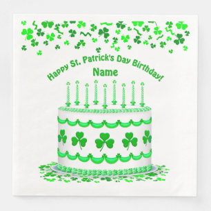 St Patrick's Day Birthday Cake Custom Candles Napkin