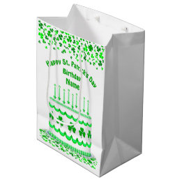 St Patrick's Day Birthday Cake Customizable Candle Medium Gift Bag