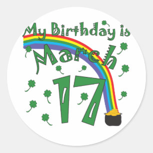 St. Patrick's Day Birthday Classic Round Sticker