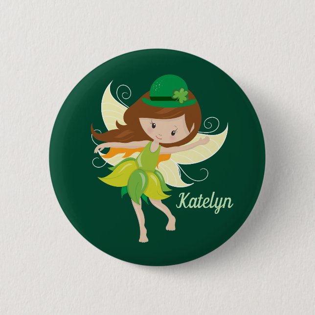 St. Patrick's Day Birthday Girl Fairy Cute Custom 6 Cm Round Badge (Front)