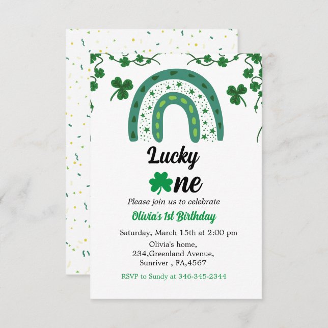St Patrick's day birthday invitation shamrock i (Front/Back)