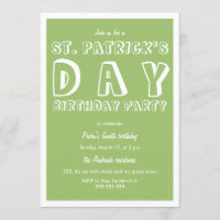 St Patricks Day Birthday Party 40th Retro Green