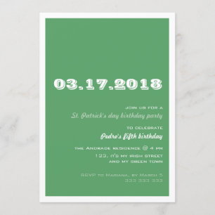 St Patricks Day Birthday Party 50th Retro Green Invitation