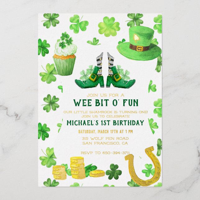 St. Patrick's Day Birthday Party Invitation (Front)