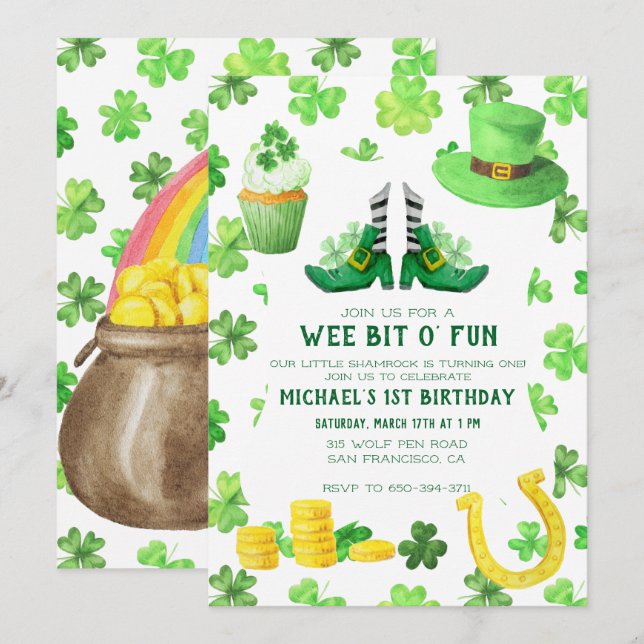 St. Patrick's Day Birthday Party Invitation (Front/Back)
