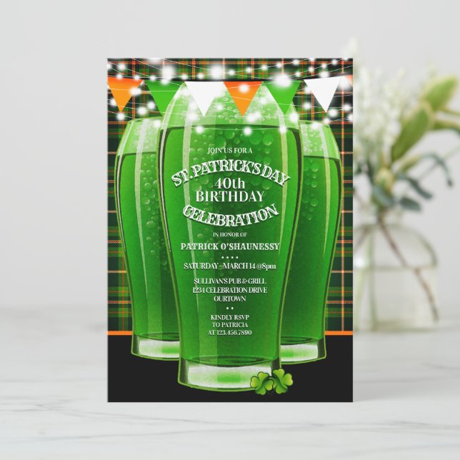 St. Patricks Day Birthday Party Invitations (Standing Front)