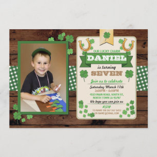 St. Patricks Day Birthday Party Photo Invite 7 8 9