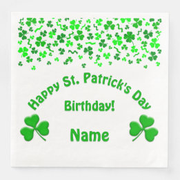 St Patrick's Day Birthday Shamrocks Napkin
