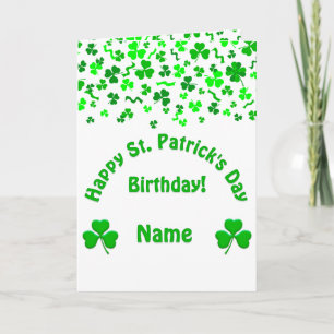 St Patrick's Day Birthday Shamrocks Personalized Card