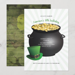 St Patricks Day Birthday St Patty Pot Gold Top Hat Invitation