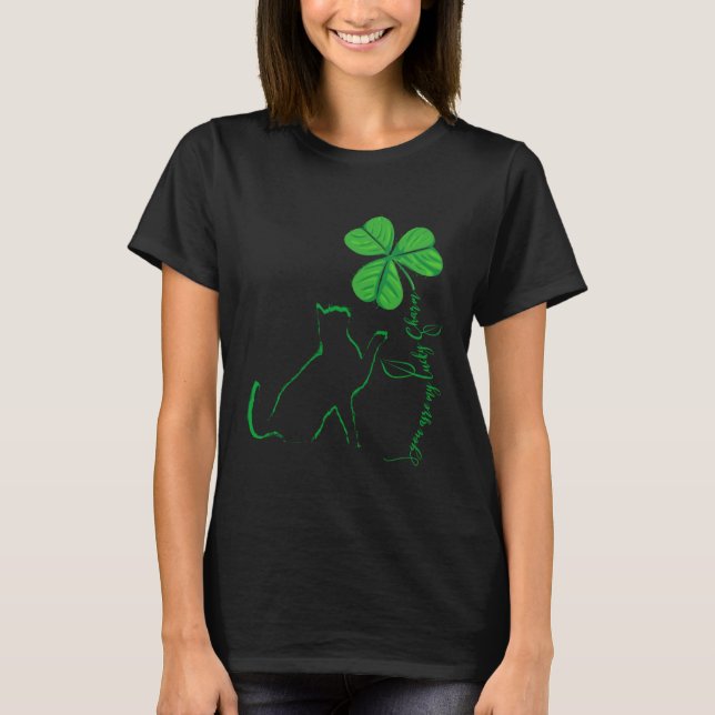 St Patricks Day Black Cat My Lucky Charm Shamrock  T-Shirt (Front)