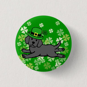 St. Patrick's Day Black Lab Baby 3 Cm Round Badge