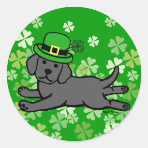 St. Patrick's Day Black Lab Baby Classic Round Sticker