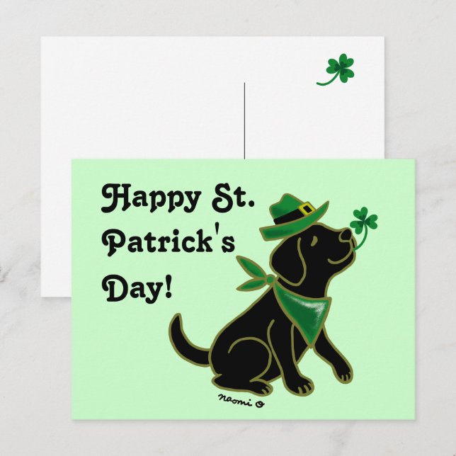 St. Patrick's Day Black Labrador Postcard (Front/Back)